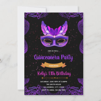 Quinceañera-Maske Geburtstagseinladung Einladung