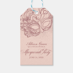 Quinceanera-Maskenball-Roségold Pink Geschenkanhänger