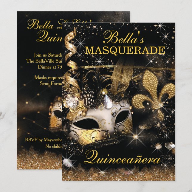 Quinceanera Masquerade Anniversaire Invitations (Devant / Derrière)