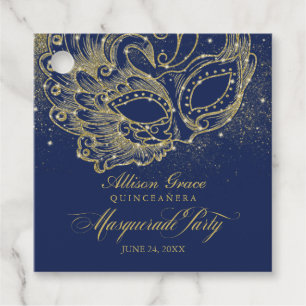 Quinceanera Masquerade Party Gold Blue Geschenkanhänger