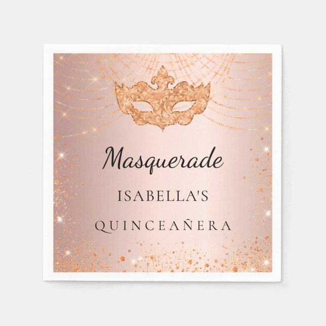 Quinceanera Masquerade Rose Serviette (Vorderseite)