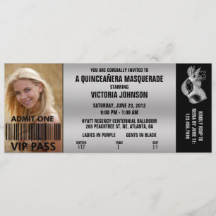 Quinceañera Masquerade VIP Eintrittskarte Einladung