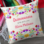 Quinceanera Mexikanische Fiesta Blume Weiß Kissen<br><div class="desc">Quinceañera Kissen mit mexikanischen Fiesta-Blume - oder fühlen Sie sich frei, um sich als ein schönes Geschenk zu halten, um jeden Anlass zu feiern. Dieses farbenfrohe und lebendige Kissen aus Quinceanera hat mexikanische Volkskunst-Blume in Rosa, lila-Gelb, Rot und Grün. Die Vorlage ist für Sie bereit, um mit Ihrem Anlass, Namen...</div>