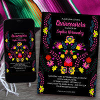 Quinceanera mexikanischen Party Blume Black Birthd
