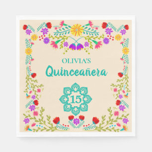 Quinceanera mexikanischer Blumengeburtstag Serviette