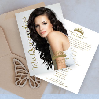 Quinceañera Minimales Foto Extravagante Kalligrafi Einladung