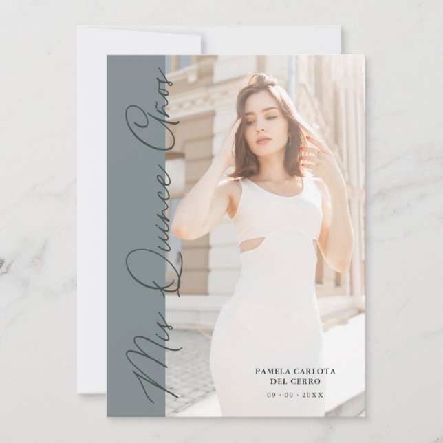 Quinceañera Minimalist Photo Funny Typography Einladung (Vorderseite)
