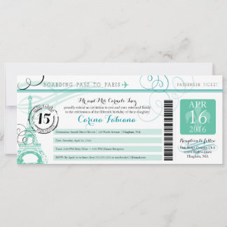 Quinceanera Minze Grün und Aquamarin | Paris Einladung