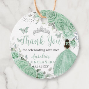Quinceanera Minze Grüne Blüte Silberprinzessin Geschenkanhänger