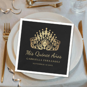 Quinceañera Mis Quince Anos Black Gold Serviette