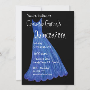 Quinceanera - Mis Quince Anos Blue Dress Template Einladung