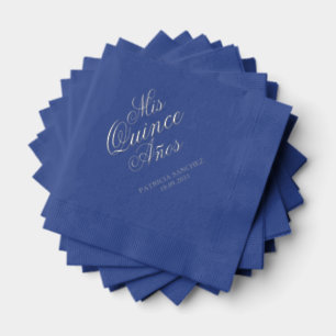 Quinceanera Mis Quince Anos Blue Individuelle Name Servietten Mit Folie