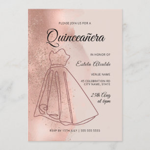 Quinceanera Mis Quince Dusty Rose Einladung