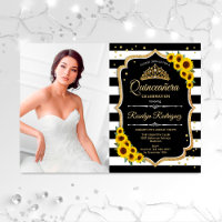 Quinceanera mit Foto - Sonnenblumen Einladung