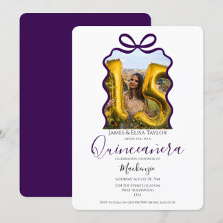 Quinceanera Modern Ribbon-Rahmen Einladung