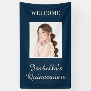 Quinceañera Navy Blau Name Foto Vertikal Banner