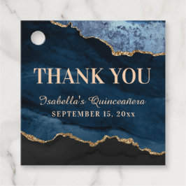 Quinceañera Navy Blue Marmorname Vielen Dank Geschenkanhänger