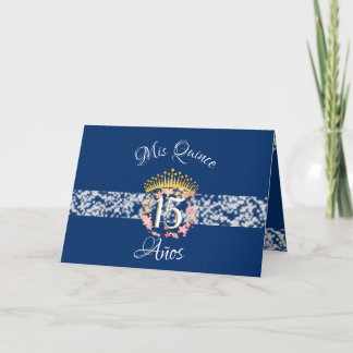 Quinceanera Navy Blue Silver Elegante Prinzessin Einladung