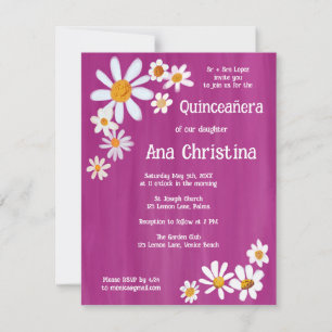 Quinceañera Niedlich Daisy Bouquet Handpainted Cus Einladung