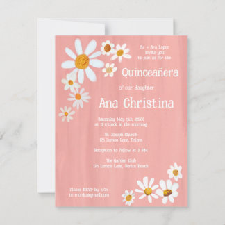 Quinceañera Niedlich Daisy Bouquet Handpainted Cus Einladung