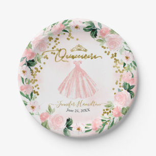 Quinceanera Paper Teller Blush Bloral Pink Kleid