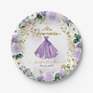 Quinceanera-Papierteller Lila Blumenkleid Pappteller