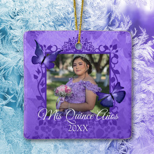 Quinceanera papillon pourpre Ornement personnalisé