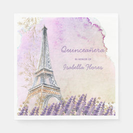 Quinceanera Paris Eiffel Tower French Lavender Serviette