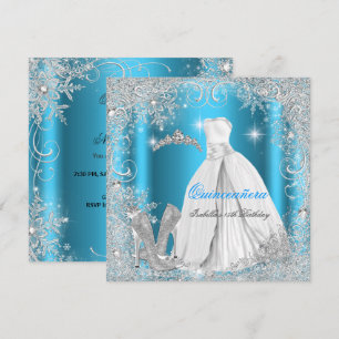 Quinceanera-Party Blau Silber Winter Schneeflocken Einladung