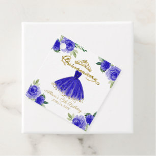 Quinceanera-Party-Blush-Kleid königsblau floral Geschenkanhänger
