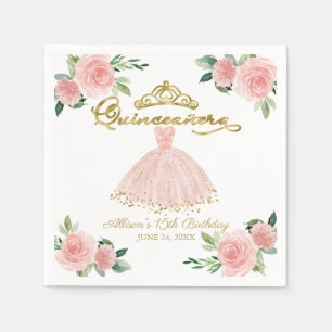 Quinceanera-Party Blush-Kleid Rosa Blumen-Tücher Serviette