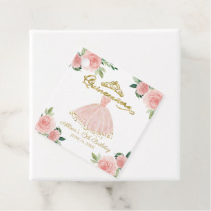 Quinceanera-Party Blush-Kleid Rosa Florales Günstl Geschenkanhänger