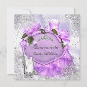 Quinceanera-Party Lila Flieder Rose Schneeflocken Einladung