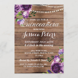 Quinceanera Party Lila Holzschnitzel Blume Einladu Einladung