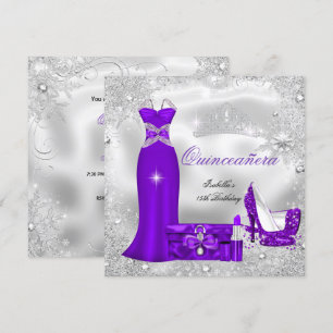 Quinceanera Party Lila Silberschneeflocken S Einladung