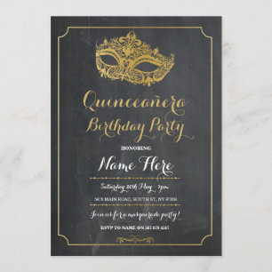 Quinceanera Party MASKERADE Geburtstags-Maske Einladung