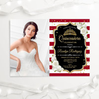 Quinceanera Party mit Foto - Rotes Schwarzes Gold