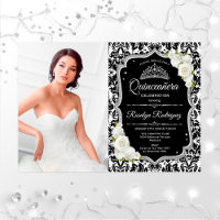 Quinceanera Party mit Foto - Silber Schwarz-weiß