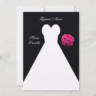 Quinceanera Party Weißes und Rosa Bouquet Einladung