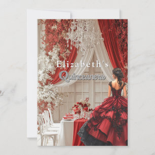 Quinceañera-Partyraum rote Robe Kristallkronleucht Einladung