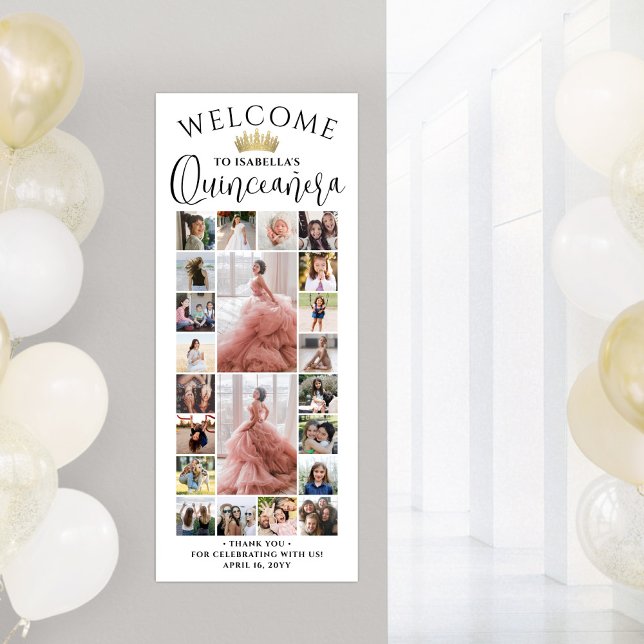 Quinceañera Photo Collage 15th Birthday Welcome Poster (Von Creator hochgeladen)