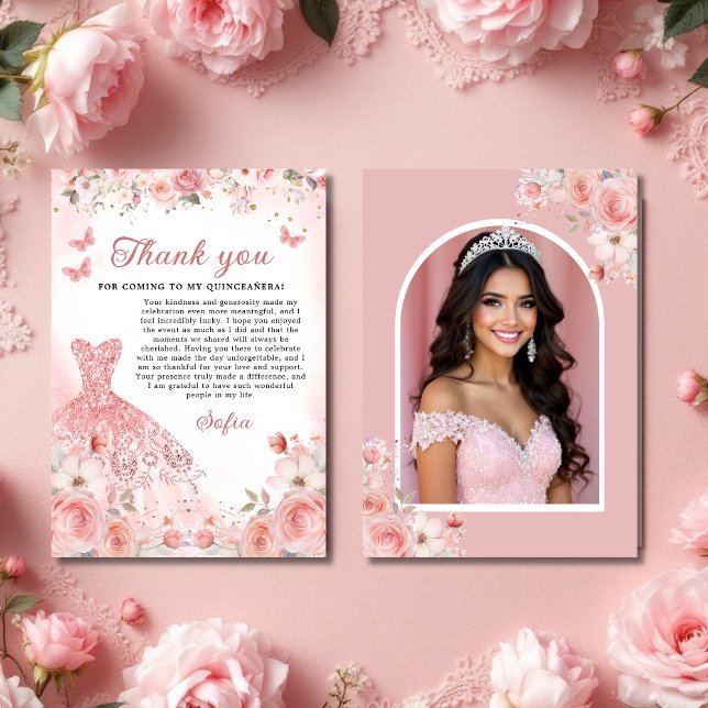 Quinceañera Photo Rose rose pâle Merci Floral (Créateur téléchargé)