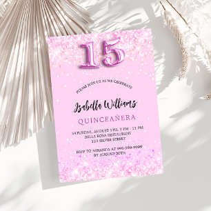 Quinceanera Pink Confetti Girl Party Einladung
