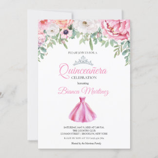 Quinceanera Pink Dress Mis Quince Einladung
