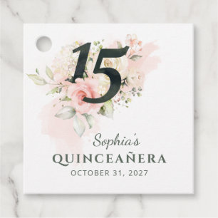 Quinceanera Pink Floral Rustikaler Schmutz 15. Geb Geschenkanhänger