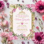 Quinceañera Pink & Gold Crown Mexicanischer Schmet Einladung<br><div class="desc">Quinceañera Pink & Gold Crown mexikanische Schmetterling Einladung Mis Quince 15 Anos,  16.</div>