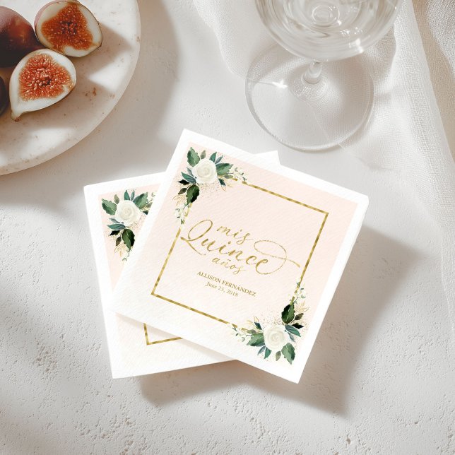Quinceanera Pink Gold Foil Napkins Serviette (Von Creator hochgeladen)