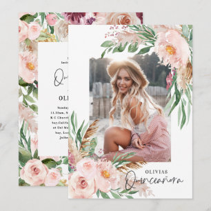 Quinceañera Pink mädchenhaftes Foto Geburtstag Einladung
