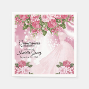 Quinceañera Pink Mauve Gown und Blume Serviette