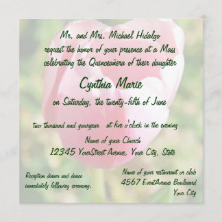 Quinceanera Pink Tulip 15. Geburtstag Einladung